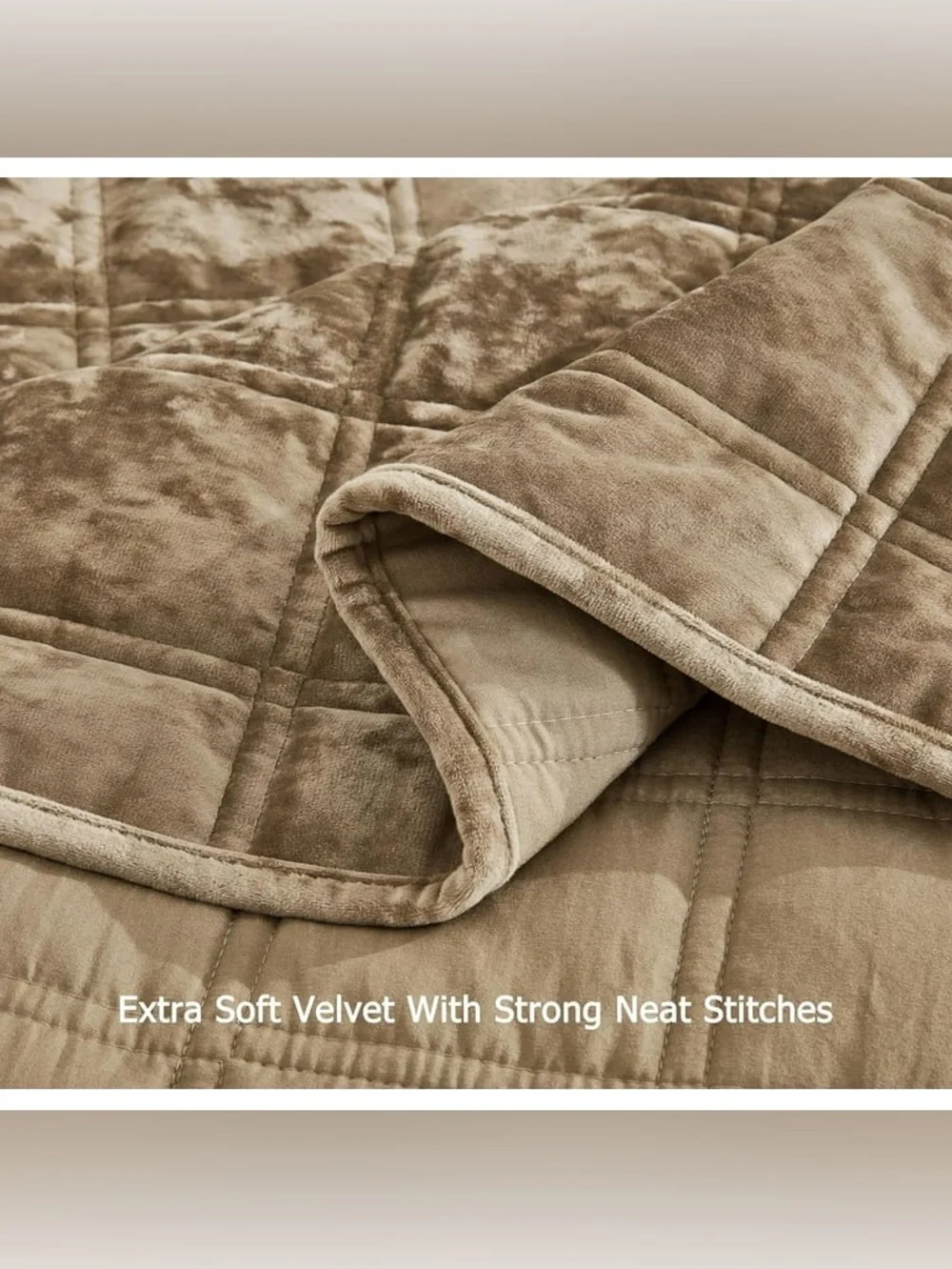Luxury Velvet cal king 3 piece Quilted Comforter Set in Taupe